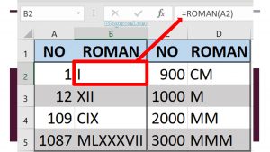 Fungsi Roman di Excel