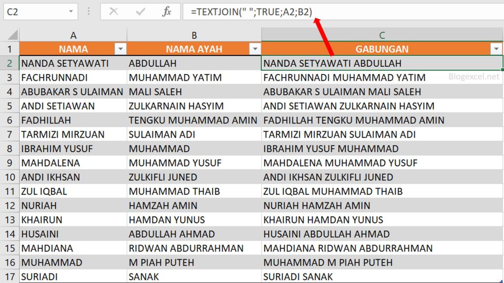 Cara membuat Rumus Textjoin di Excel
