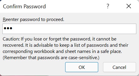 Confirmasi Password Protect Sheet